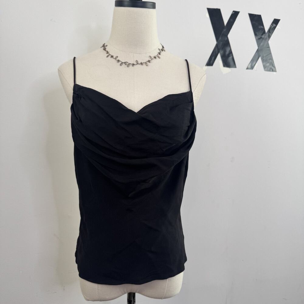 Y2K Black Cowl Neck Cami Top Open Back Minimalist Going Out S